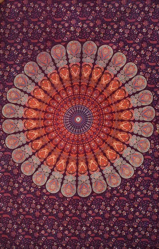 Vista 33 de Popular Handicrafts - Tapiz para colgar en la pared con diseño hippie de mandala bohemia, psicodélico, indio de pavo real, para meditación, gitano