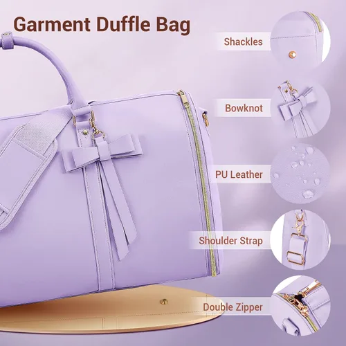Vista 6 de Garment Bags for Travel for Women, Stylish Garment Duffle Bag, Convertible & Foldable 2 in 1 PU Suit Bag For Hanging Clothes, Business Trip Bag With
