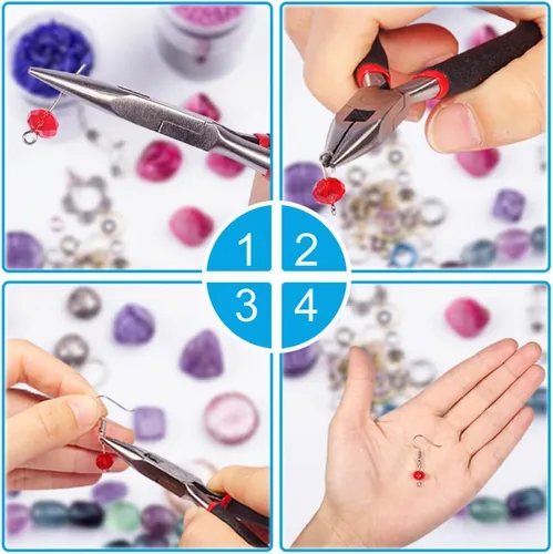 Vista 5 de PAXCOO Kit de suministros para hacer joyas con herramientas, alambres, hallazgos para reparación de joyas y abalorios