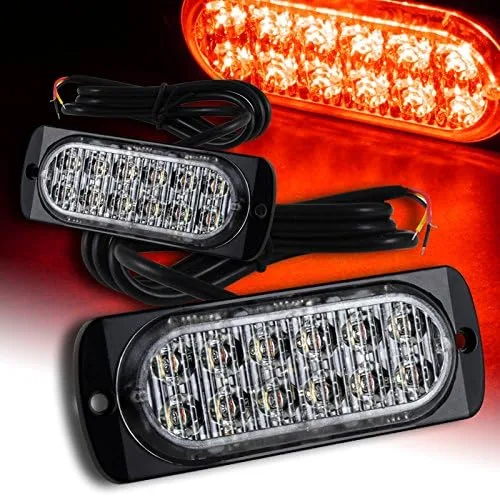 Vista 5 de luces LED estroboscópicas de emergencia, 2 luces estroboscópicas de emergencia de 12 LED, luz intermitente, precaución, construcción de barra de luz