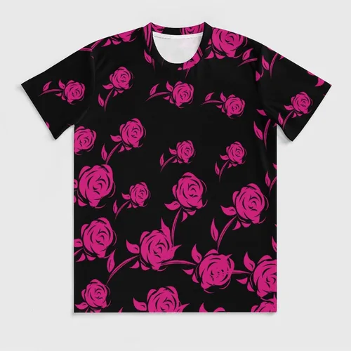 Vista 3 de Red Rose Men's Graphic T-Shirt Personalized Short-Sleeve Tee Shirts Fashion Shirts Top for Home Work