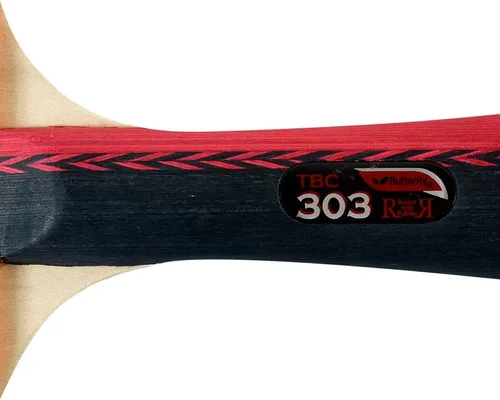 Vista 4 de Butterfly B303FL Shakehand Table Tennis Racket - China Series - Racket and Case Set with A Combination Smooth & Pips-Out Rubber - Recommended for