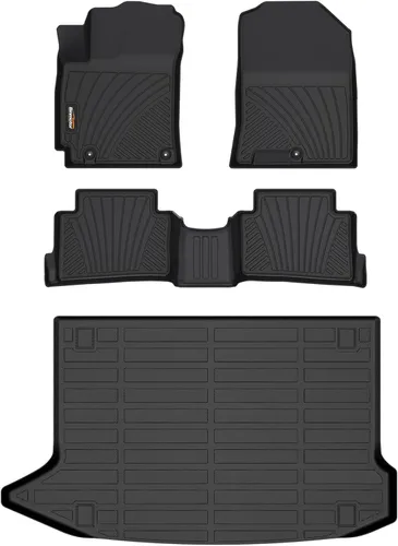 Vista 64 de Alfombrillas para todo tipo de clima y forro de carga para Volkswagen Atlas 2018-2026 (asientos de 6 pasajeros), juego completo de 3 filas