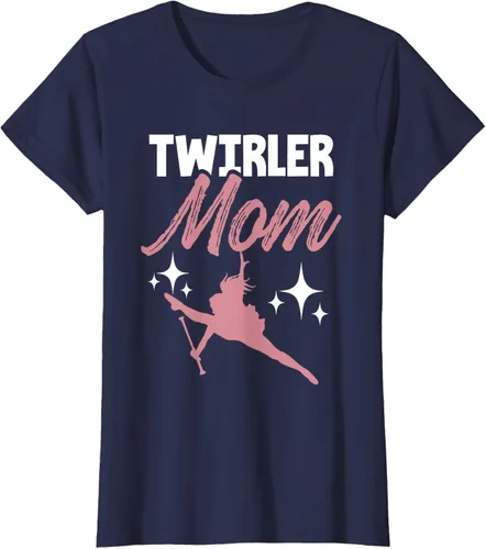 Vista 37 de Twirler Mom Baton Twirl Mother Majorette Twirling Camiseta, Negro, S