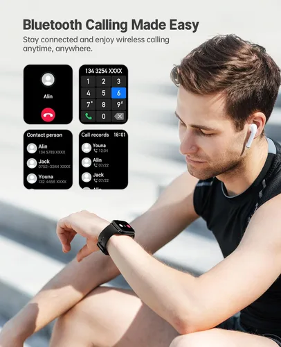 Vista 2 de Reloj inteligente para Android para hombres y mujeres, pantalla táctil de 1.91 pulgadas con monitor de sueño de oxígeno en sangre y frecuencia