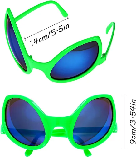 Vista 3 de Bememo 6 lentes de sol de plástico verde para adultos y niños, regalos de fiesta