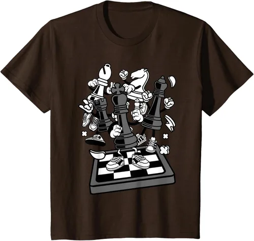 Vista 49 de Figura cómica Camiseta de tablero de ajedrez jugador de ajedrez Azul Marino