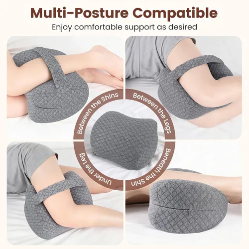Vista 6 de Almohada de rodilla para dormir de lado, almohada de espuma viscoelástica de apoyo para las piernas para dormir de lado con correa elástica
