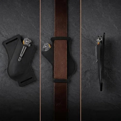 Vista 6 de Funda de cuchillo, funda de cuchillo con hebilla de cinturón, fundas de cuchillo de cuero para cinturón, funda de cuchillo plegable de bolsillo EDC