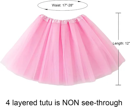 Vista 2 de Jastore Falda tutú para niña, 4 capas, tutú de tul para niñas pequeñas, vestido de ballet esponjoso para niños pequeños para fiestas