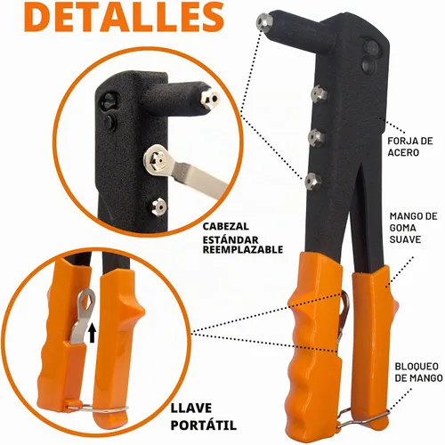 Vista 3 de ISPINNER Kit surtido de 225 remaches ciegos de aluminio negro con herramienta de remache manual resistente, 6 tamaños de remaches con divisor