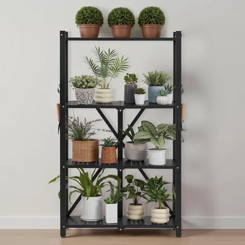 Vista 2 de VEVOR Estantería plegable de 4 niveles, estante de almacenamiento de metal plegable de 26 pulgadas de ancho x 13 pulgadas de profundidad x 46