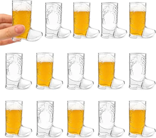 Vista 23 de SAIAOKJ Vasos de Chupito en Forma de Bota de Vaquero, 12 Piezas de 1 Onza Vasos de Chupito Mini de Plástico en Forma de Bota, Vasos de Plástico