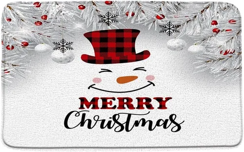 Vista 6 de GCTNBJL Juego de 3 alfombrillas de baño para árbol de Navidad, diseño de copo de nieve, rojo, gris, dibujos animados, invierno, vacaciones, baño