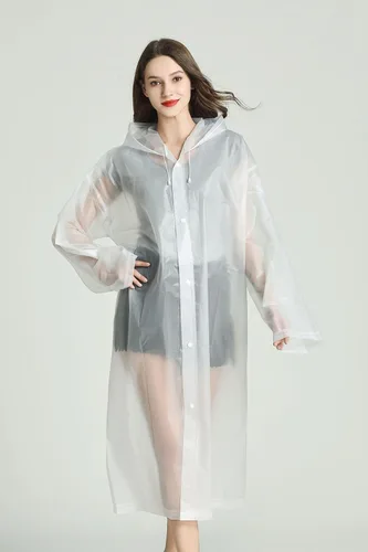 Vista 5 de Anfoo 2 impermeables transparentes, impermeables reutilizables para hombres, impermeables para mujeres, impermeables de EVA para adultos