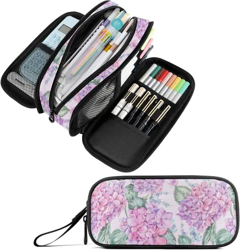 Vista 22 de Fustylead Estuche para lápices de gran capacidad para notas musicales, bolsa de maquillaje multiusos, bolsa de almacenamiento para oficina