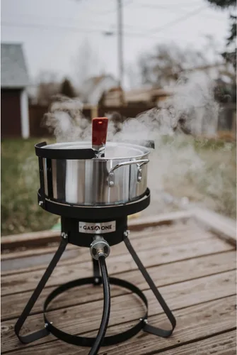 Vista 8 de Gas One Olla de Cocina de Aluminio Freidora Profunda con Cesta – Olla de Freír de Aluminio de 10QT con Asa de Agarre Fácil – Freidora Duradera