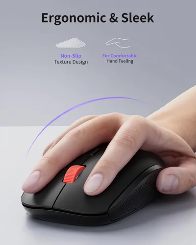 Vista 4 de Ratón inalámbrico, mini mouse inalámbrico delgado de 2.4G, agarres ergonómicos, 5 niveles ajustables 4000 DPI, pequeños ratones ópticos portátiles