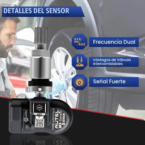 Vista 5 de Autel Sensor TPMS, sensor TPMS, sensor de presión de neumáticos, 1 sensor de 315 MHz + 433 MHz, sensor de reemplazo de neumáticos de doble