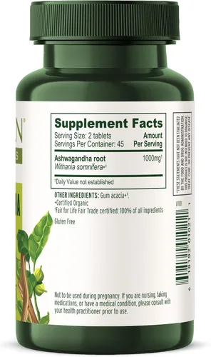 Vista 11 de Banyan Botanicals Ashwagandha orgánica - 1000 mg por porción - Manager de cortisol y suplemento para aliviar el estrés - Apoyo suprarrenal
