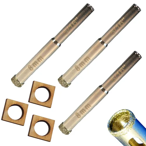 Vista 17 de Kit de brocas de diamante para azulejos - Juego de vidrio y porcelana, paquete de 5: 3/16", "1/4", "1/2" brocas de diamante para cerámica