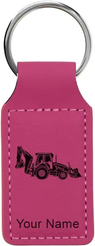 Vista 9 de LaserGram Llavero rectangular, retroexcavadora, grabado personalizado incluido