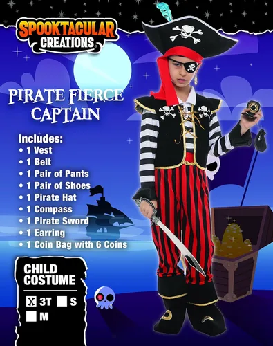 Vista 8 de Spooktacular Creations Disfraz de capitán feroz pirata con accesorios para fiestas temáticas infantiles, Halloween