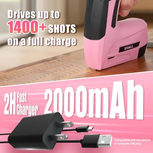 Vista 3 de SHALL Pistola de grapas eléctrica rosa y kit de herramientas rotativas inalámbricas