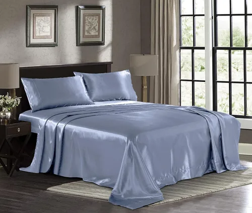 Vista 25 de Pure Bedding Sábanas de satén de lujo para cama individual de hotel, juego de sábanas de microfibra extra suave de 1800, resistente a las arrugas, a