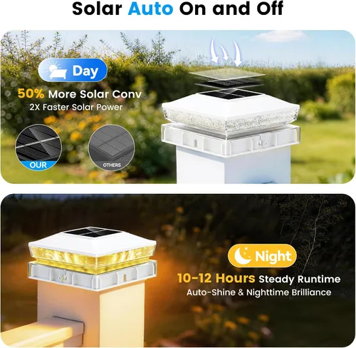 Vista 4 de Paquete de 12 luces solares para postes de madera/vinilo de 4 x 4 Blanco