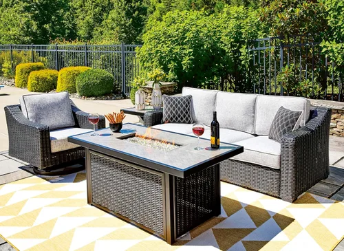 Vista 15 de Signature Design by Ashley Beachcroft - Sofá resistente a la intemperie con tela casual para interiores/exteriores con cojín y 2 cojines Negro