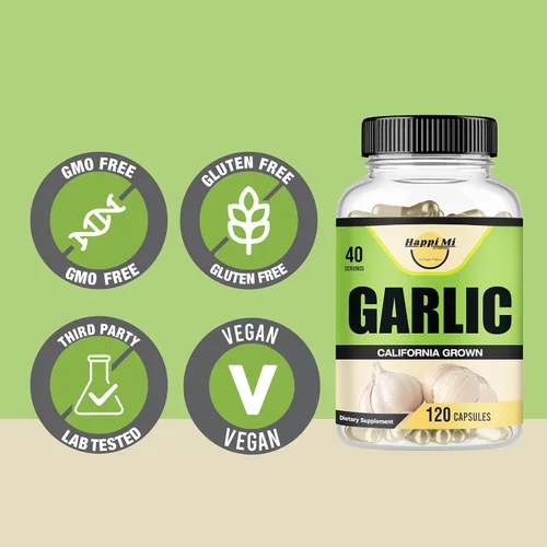 Vista 6 de Cápsulas de ajo de 2400 mg, fabricadas con bulbos de ajo orgánicos, cultivados en California en EE. UU., Suplemento natural de apoyo inmunológico