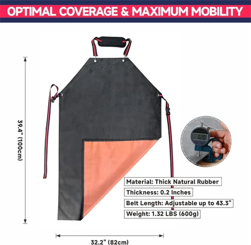 Vista 2 de GoldPig Thick Rubber Apron: Waterproof, Chemical Resistant, Adjustable Neck & Belt for Dishwashing, Gardening, Butchering