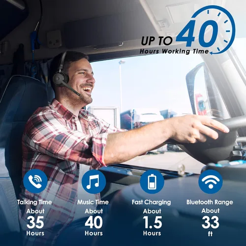 Vista 7 de Mopchnic Auriculares Bluetooth, auriculares inalámbricos con micrófono con cancelación de ruido AI, auriculares inalámbricos con dongle USB