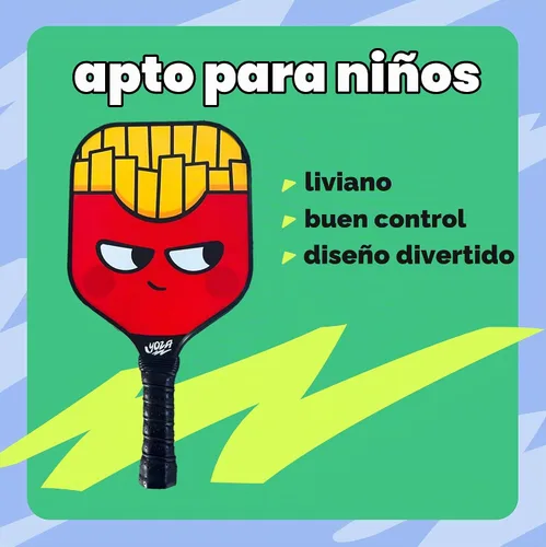 Vista 2 de Juego de 2 paletas de pickleball para niños, incluye 2 paletas de pickleball con 2 bolas, ligeras, fibra de vidrio, mejor control, raqueta