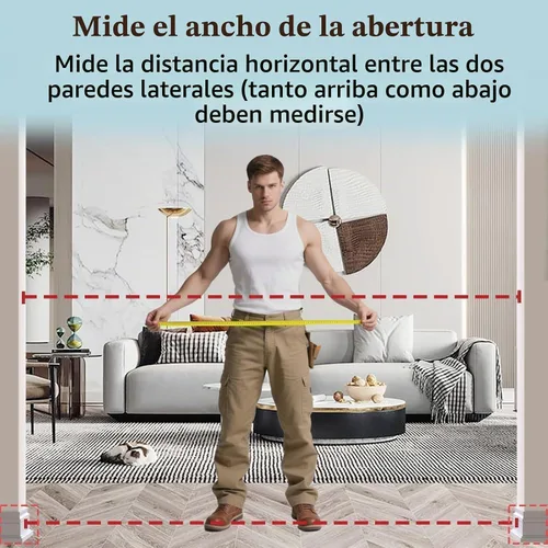 Vista 2 de WAOWAO Triple Lock 49.21-66.54 pulgadas, puerta para bebé extra ancha montada a presión, de paso con bisagra, cierre automático, seguridad de metal