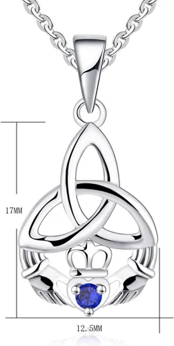 Vista 6 de JO WISDOM Collar con colgante de corazón celta irlandés de plata de ley 925 con piedras de nacimiento