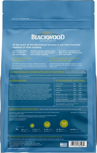 Vista 6 de Blackwood Alimento seco para gatos, fórmula magra y para personas mayores, receta de harina de pollo y arroz integral, bolsa de 4 libras, alta