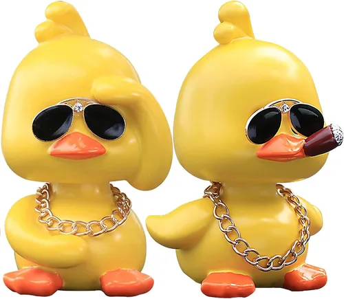 Vista 7 de Wonuu Decoración de coche de pato tembloroso – Lindo adorno de coche de pato amarillo con muñeca de cabeza agitada fresca para decoración