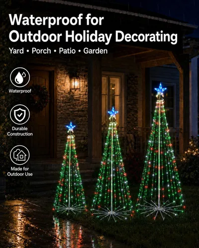 Vista 5 de Probro 3 luces inteligentes para árbol de Navidad para exteriores, 4 pies