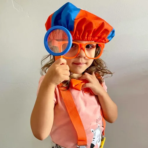 Vista 6 de Pibupibu Sombrero para niños y adultos, color naranja y azul, para fiesta de cumpleaños, accesorios de disfraces, unisex, para niños y niñas