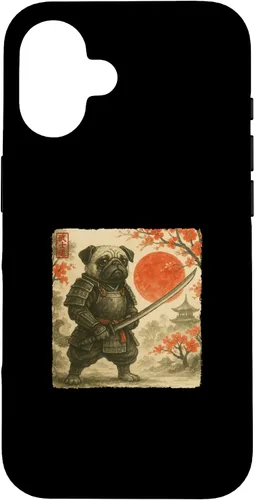 Vista 32 de Pug Samurai Japanese Warrior Costume Sumi-e Art Funny Case for iPhone 17