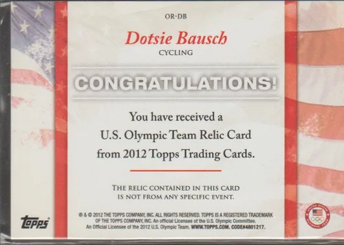 Vista 2 de Topps Dotsie Bausch 2012 - Tarjeta de muestra de reliquia desgastada #OR-DB