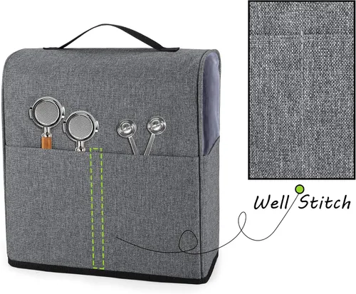 Vista 3 de CURMIO Funda antipolvo para cafetera compatible con Keurig K-Mini y K-Mini Plus, funda para máquina de café con bolsillos para K Cup, solo funda