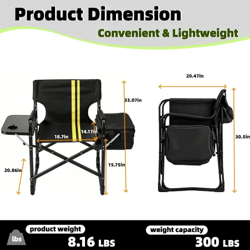 Vista 3 de Black Light Weight Camping Directors Chair for Camping