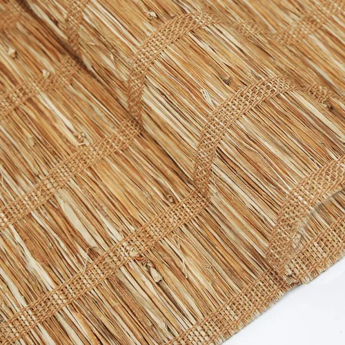 Vista 2 de Persianas romanas de bambú, de yute y trigo, opacas, personalizadas, opacas, para oscurecer la habitación, persianas de madera tejidas, persianas