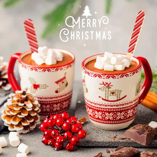 Vista 5 de Hoolerry 300 cucharas de madera desechables de 5.5 pulgadas, cucharas de Navidad, cucharas de chocolate caliente para degustar cacao caliente, café