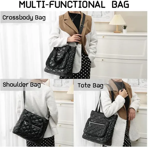 Vista 7 de Bolso de hombro acolchado, ligero, a la moda, bolsa de mano acolchada