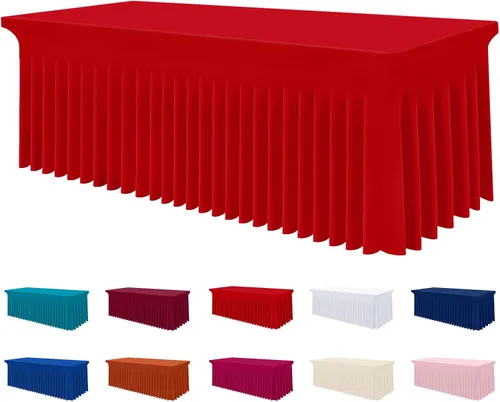 Vista 10 de Smiry Mantel de Spandex, Mantel Elástico Ajustable Extensible para Mesas Rectangulares de 6 Pies, Falda Cubierta de Mesa Impermeable y Lavable