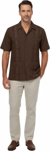 Vista 4 de Allsense - Camisa guayabera cubana de manga corta con botones para hombre